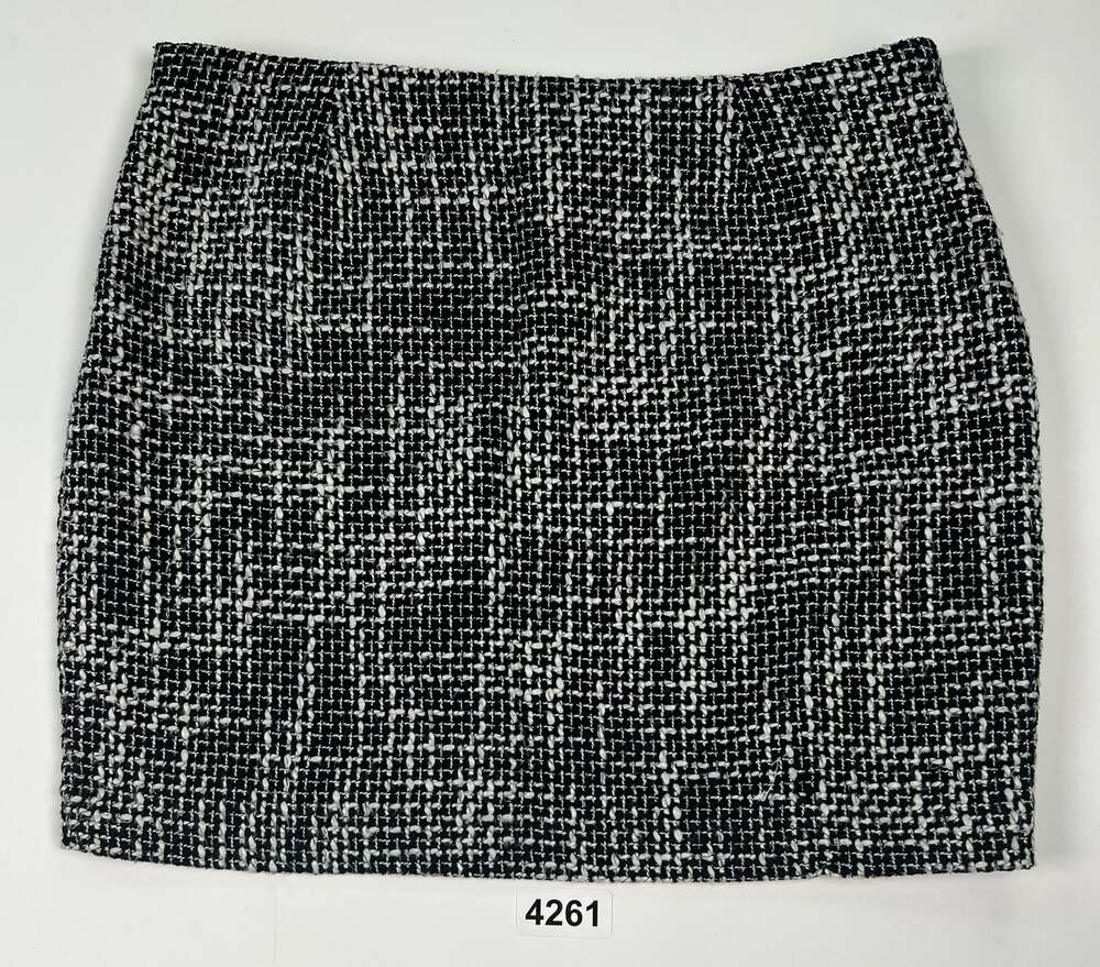 INC International Concepts Black White Tweed Boucle Mini Skirt Size 12